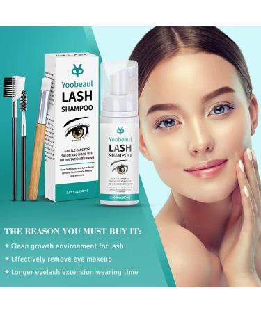 Eyelash Extension Cleanser 60ml with Eyelash Brush - Foaming Cleanser for Natural Lashes - Paraben and Sulfate Free Lash Shampoo - Safe Makeup and Mascara Remover - Salon and Home Use - 2.02 Fl Oz - Buy Online on GoSupps.com