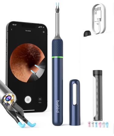 Note 5 Ear Wax Removal with Camera Ear Cleaner 10M pixel 1080p Ear Cleaner Camera Magnetic switch 360 Tweezer and Rod 3-in-1 Spade Ear Cleaning for iPhone Android(Blue)by bebird Note 5 Blue