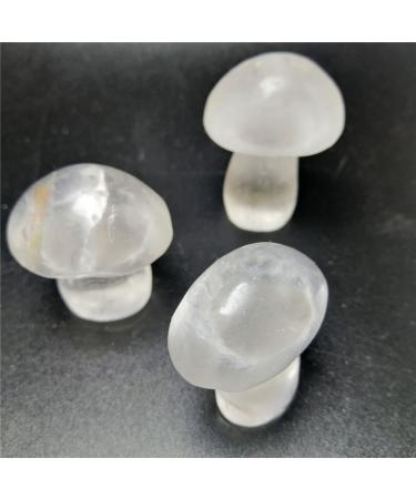 Natural Crystal Rough 1pc Natural Crystal White Cute Mushroom Ornaments Clear Stone Polished Mushroom Tool Desk Decor Home Goods Talla nica As Shown Mini