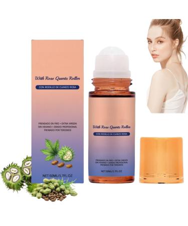 Huile de ricin bio avec rouleau en quartz rose huile de ricin bio naturelle 100% pure et extra vierge nourrit la peau en douceur pour le ventre le visage et le corps.