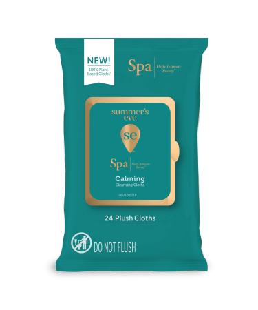 Summer's Eve Spa Calming Chamomile Feminine Wipes 100% Plant Based* pH balanced Plush Cloths 24 Count Feminine Cloths
