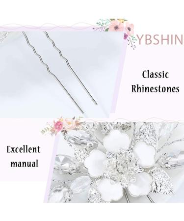 Bride Wedding Silver Crystal Hair Pins - 3 Pack Bridal Headpieces for Women and Girls - A-Silver - Buy Online on GoSupps.com