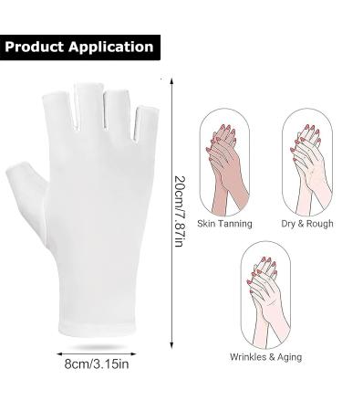 1 Pair UV Gloves for Gel Nails - UPF50+ High-tech UV Protection Gloves for Manicures Anti UVA&UVB UV Nail Gloves for Nail Lamp Skin Care Fingerless Gloves Protect Hands from UV Harm (White) - Buy Online on GoSupps.com