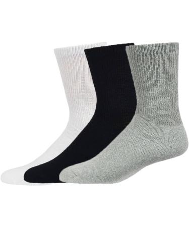 Mens Womens Diabetic Crew Socks 6-Pack - Non-Binding Top, Cushion Sole - White 9-11 - Buy Online on GoSupps.com