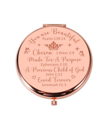 Aiseavril Cadeau Inspirational Gifts for Women Daughter Friends Girls Grandma  Compact Mirror Mom Gifts from Daughters  Christian Gifts for Women Religious Gifts Mothers Day Birthday Gifts for Women Rose Gold