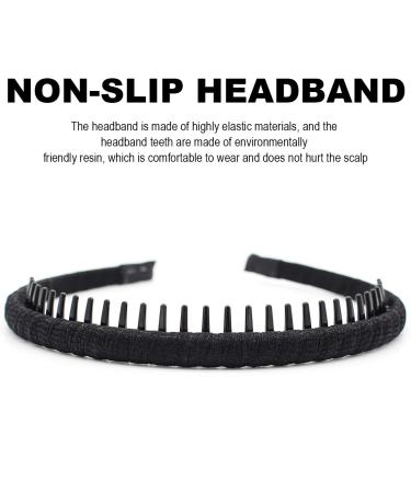 Tomedeks 2-Piece Slip-Resistant Hair Comb Headbands - Elastic Hair Accessories for Men and Women (Black) - Buy Online on GoSupps.com