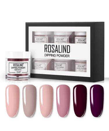 Roseflower Dipping Powder Nails Kit 6 Colors Nude Dip Nails Powder Starter Kit with Base Coat Top Coat Staubinel Nail Fee - DIY Salon Manikure at home - BLASSING GLING SHING SHING SHESTED #7 - Buy Online on GoSupps.com