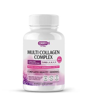 Hydrolyzed Collagen Peptides for Women & Men Type I II III V X Multi Collagen Complex with Biotin VIT C Hyaluronic Acid & 92+ Trace Minerals for Hair Skin Nail & Joint Support 90 Capsules