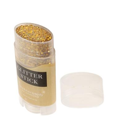 Gold Body Glitter Stick Holographic Sequins Sparkling Face Gel Makeup for Music Festivals and Parties Easy to Apply and Clean Glittery Effect on Body and Hair andLasting