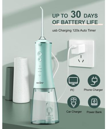 Sejoy Water Flosser for Teeth Cordless Flossers for Adults Kids Water Dental Flosser Pick Braces Flossers Rechargeable Oral Irrigator IPX7 Waterproof Gravity Ball Design Spot Spray Design Green - Buy Online on GoSupps.com