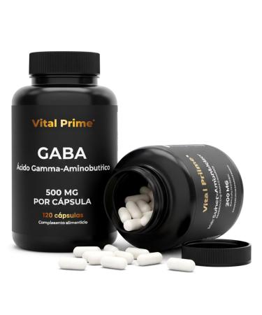 VITAL PRIME GABA 120 Capsules 500MG Per Capsule (Gamma-Aminobutyric Acid) 4 Month Supply | GABA Capsules Reduce Stress & Anxiety & Improve Sleep Quality