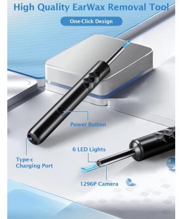 KIEUIENK Ear Wax Removal Tool with Light and Camera - 1296P HD Ear Cleaner with Professional Curette Set - for iOS & Android - Buy Online on GoSupps.com