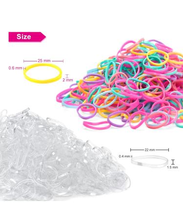 TsMADDTs 1000pcs Hair Rubber Bands with Topsy Hair Tail Tools - 500pcs Clear Elastics Bands, 500pcs Colorful Mini Hair Rubber Bands, Hair Loop, Rat Tail Comb - Buy Online on GoSupps.com