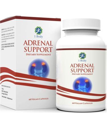 Adrenal Support Supplement with Ashwagandha for Stress and Anxiety Management, Cortisol Support, Natural Mood, Focus and Energy Support Supplement for Men and Women - 60 Vegan Capsules