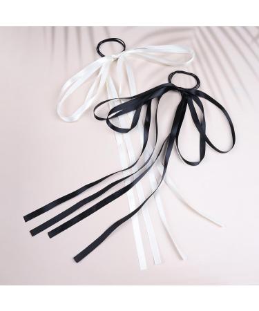 Dervivea Vintage Black Ribbon Bow Hair Ties Rope Silk Satin Bow Hair Rope Long Ribbon Bow Hair Scrunchies Bowknot Ponytail Holder Hair Tie Elastic Hair Tie Decorative Hair Accessories for Women - Buy Online on GoSupps.com