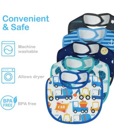 Vicloon Baby Bandana Dribble Bibs 7pcs Set - Soft & Absorbent Teething Bibs for Baby Boys and Girls, Unisex Blue-Grey Design - Buy Online on GoSupps.com