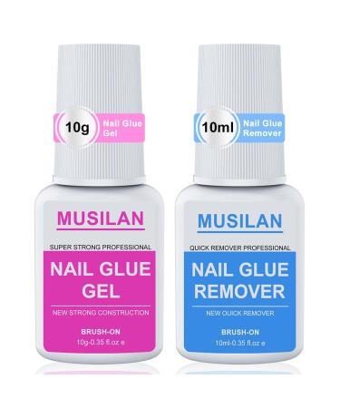 New Upgrade Nail Glue and Glue Remover Kit Super Strong Nail Glue Gel for Press On Acrylic Nails Tips and Quickly Nail Glue Removes for Fake Nail Remover Long Lasting Fake Acrylic Nails Glue Gel Kit