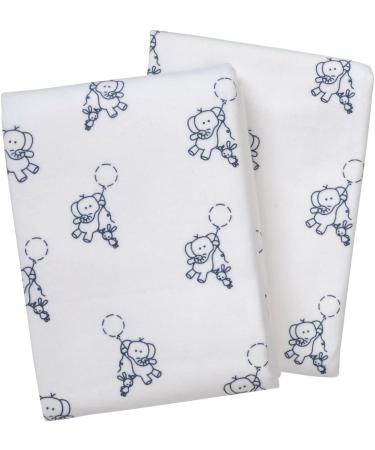 Buy Bornino Basics Moltontche Diapers - 2-Pack Easy-Care Cotton Strong Suction Elephant Print - 80x80 cm White/Blue - International Shipping - Buy Online on GoSupps.com