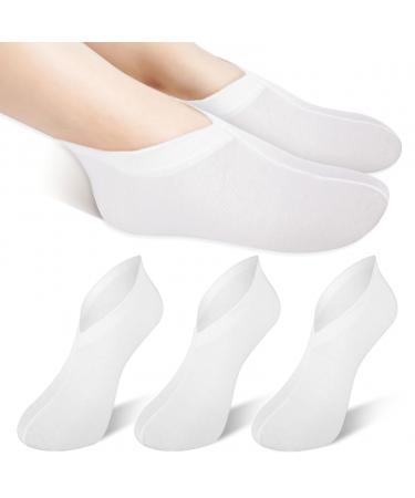 3 Pairs Moisturizing Socks Overnight Lotion Socks for Dry Feet Cotton Moisture Enhancing Socks Spa Socks for Cracked Heel Repair Cosmetic Moisturizing Socks for Women and Men White