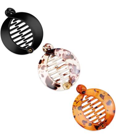 WLLHYF Hair Clips 3 Pieces Resin Banana Round Fish Clips for Women Girls Ladies Fishtail Wide Tort Toned Comb Hair Accessories - Buy Online on GoSupps.com