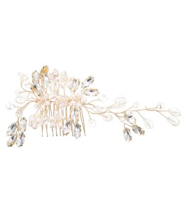 minkissy Pearl Hair Comb Hair Jewels Girls Barrettes for Hair Bridal Girls Tiara Prom Hair Accessories Hair Clips for Girls Rhinestone Hair Comb Bride Headband Crystal Wedding