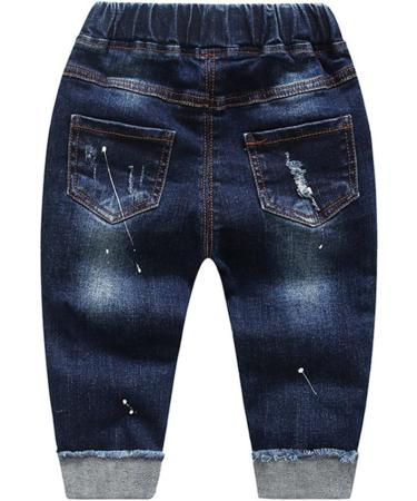 KIDSCOOL SPACE Baby Jeans | Elastic Waist Ripped Denim Pants | 6-12 Months Blue - Buy Online on GoSupps.com