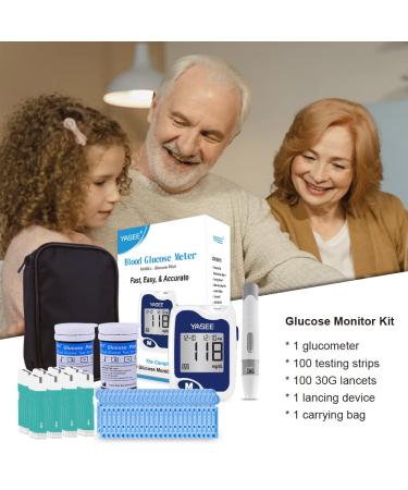 YASEE Blood Glucose Monitor Kit: 100 Test Strips, Lancets, Meter & Lancing Device - Buy Online on GoSupps.com