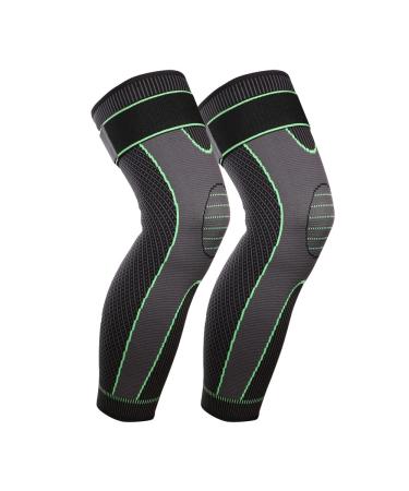 Mumian Full Leg Sleeves Long Compression Leg Sleeve Knee Sleeves Protect Leg  for Man Women Basketball  Arthritis Cycling Sport Football  Reduce Varicose Veins and Swelling of Legs(Pair) (Green(with Strap)-1 Pair  Large)...