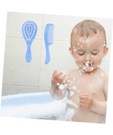 Newborn Baby Hair Brush & Comb Set - Soft Infant Scalp Massage Brushes in Blue - Size 1 - Buy Online on GoSupps.com