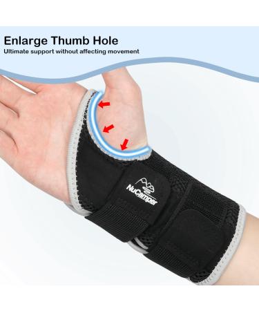 NuCamper Right Hand Wrist Brace for Carpal Tunnel Adjustable Support Splint & Compression Sleeve for Pain Relief Arthritis & Tendonitis Ideal for Men & Women - Buy Online on GoSupps.com