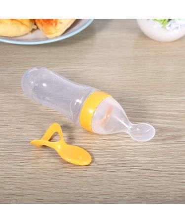 Baby Feeding Spoon - Silicone Squeeze Spoon for Rice Cereal Fruits & Purees | Portable 90ml Feeder for Infants & Toddlers (Yellow) - Buy Online on GoSupps.com