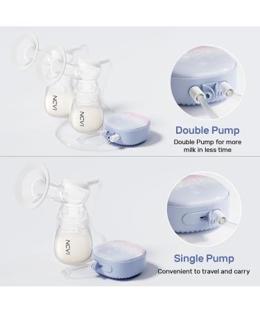 NCVI Double Electric Breast Pump 8122 - 4 Modes, 9 Levels, Rechargeable, Ultra-Quiet - LED Touchscreen Blue - Ideal for Home & Travel - Buy Online on GoSupps.com