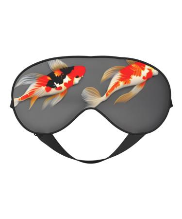 SSIMOO Traditional Koi Carps with Spots Sleep Mask-Adjustable Breathable Fashionable Eye Mask for A Comfortable Sleep Experience Black
