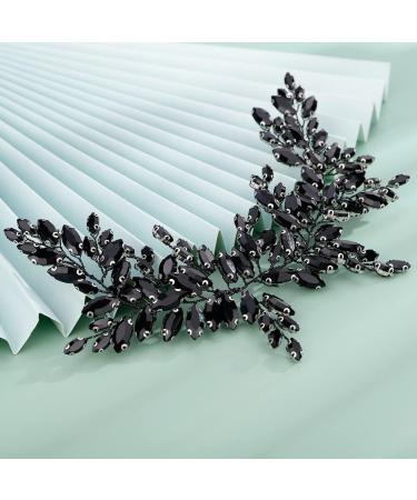 Kercisbeauty Black Crystal Headband for Wedding Brides Women Girls Halloween Party Handmade Hair Jewelry (Black) - Buy Online on GoSupps.com