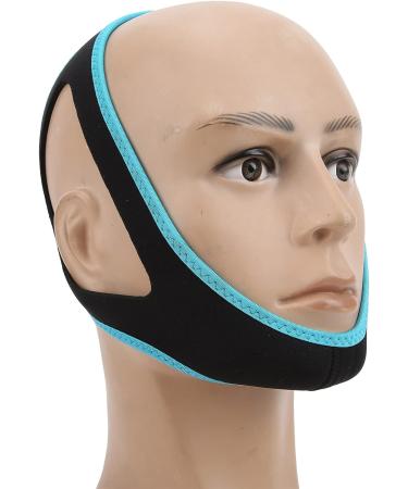 Adjustable Anti-Snoring Chin Strap - Black with Sky Blue Trim - Stop Snoring & Improve Sleep Quality - Buy Online on GoSupps.com