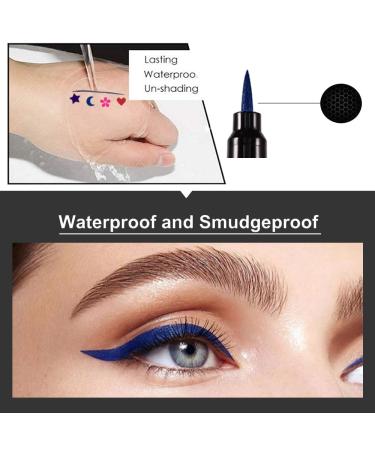 4Pcs Double-head Liquid Stamp Eyeliner Set | Waterproof, High Pigment | Pink Flowers, Red Heart, Blue Moon, Purple Star Shapes | Face Stamps Makeup Kit - Buy Online on GoSupps.com