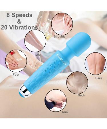 Handheld Cordless Waterproof Wand Massager | USB Rechargeable | 20 Vibration Patterns | 8 Speed | Full Body Massage | Light Blue - Buy Online on GoSupps.com