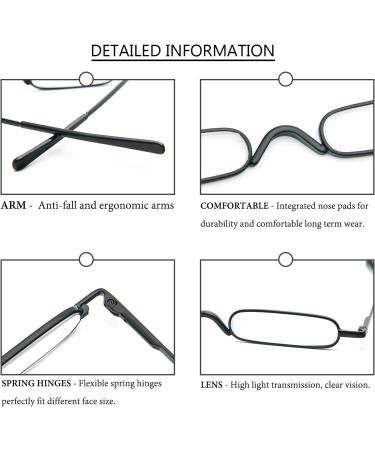 KoKoBin 2-Pack Mini Slim Reading Glasses +3.50 - Unisex Spring Hinge Metal Visual Aid with Case for Enhanced Reading Comfort - Buy Online on GoSupps.com