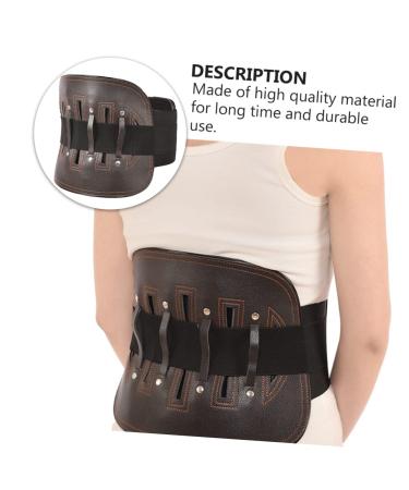 Belt Straps for Men | Leather Back Brace Support - Unisex Lumbar Protector | Durable Waist Supporter 86x25x2cm Brown - Buy Online on GoSupps.com