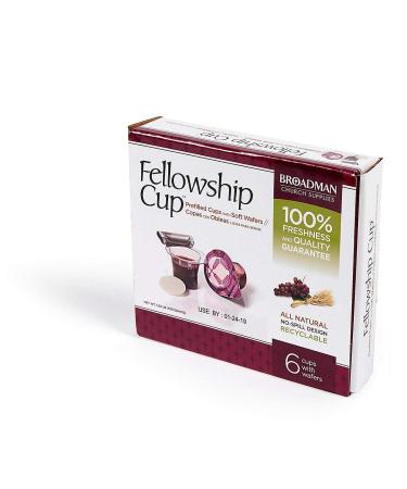 Broadman Church Supplies Pre-filled Communion Fellowship Cup, Juice and Wafer Set, 6 Count Grape 6 Count (Pack of 1)