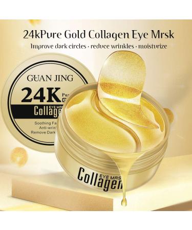 24K Gold Eye Mask - 60 pcs Korean Collagen Under Eye Patches | Reduce Puffy Eyes, Dark Circles & Wrinkles | Anti-Aging Eye Treatment - Buy Online on GoSupps.com