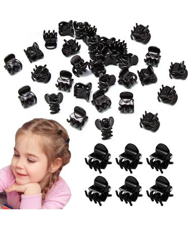VEGCOO 60 Pcs Mini Hair Clips Plastic Hair Claw Clips Pins Clamps for Girls and Women Black Claws