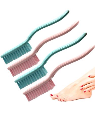 Nail Brush Foot Brush Curved Handle Grip Hand Fingernail Scrub Brush Home Laundry Cleaning Shoes Clothes Toes Nails Feet Scrubber,4 PCS