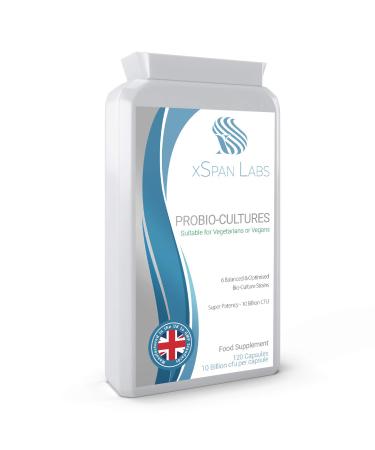 ProBio-Cultures 120 Capsules - High Strength 10 Billion Live CFU Multi-Strain Bio-Cultures + PreBio FOS Formula - Latest DRCaps Encapsulation to Protect from gastric acids