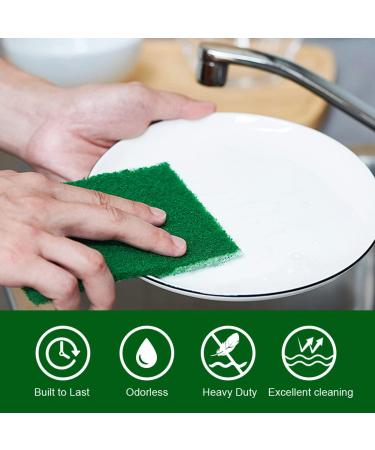 YoleShy 80 PCS Green Scouring Pads 4.5 x 6 Inch - Reusable Household Scrubbers for Dishes & Metal Grills - Buy Online on GoSupps.com