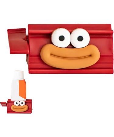 Rolling Toothpaste Squeezer - Cute Smiling Face Tube Squeezer Tool Manual Toothpaste Dispenser Toothpaste Holder Squeezer for Bathroom Restroom Red - Buy Online on GoSupps.com
