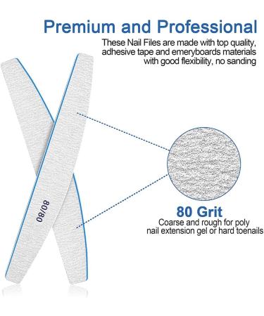 12 PCS 80/80 Grit Nail Files for Acrylic Nails & Poly Gel Extensions - Coarse Washable Emery Boards for Manicure, Home & Salon Use - Buy Online on GoSupps.com