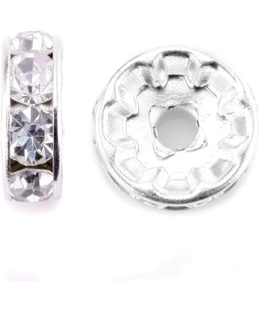 100pcs 8mm Silver Plated Czech Crystal Rondelle Spacer Beads for Jewelry Making - Buy Online on GoSupps.com