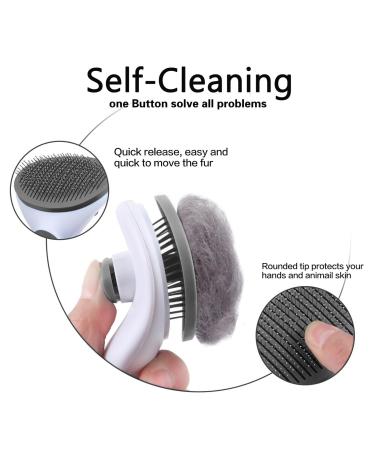 Self-Cleaning Cat Brush for All Fur Types - Remove Undercoat & Tangles | Grey Plucking Brush for Long & Short-Haired Cats & Dogs - Buy Online on GoSupps.com