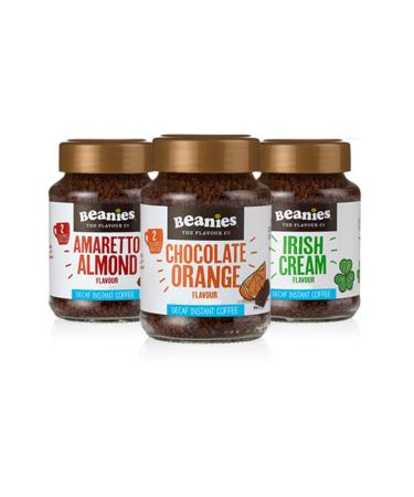 Flavoured Instant DECAF coffee trio - Chocolate orange irish cream Amaretto - 3x50g mini jars